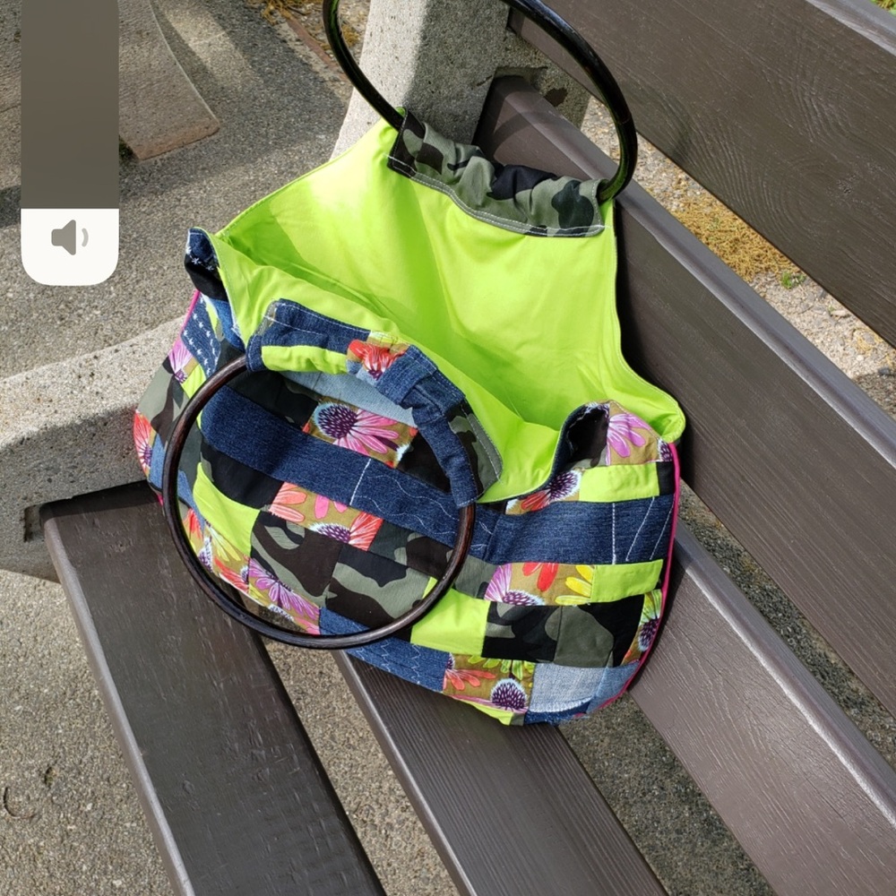 Extra Large Patchwork Tote Bag With Circular Hand… - image 2